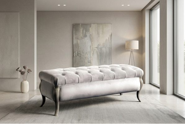 Tabouret de design Chesterfield Pouf ovale Repose-pieds Meuble Tabouret rembourré Tabouret