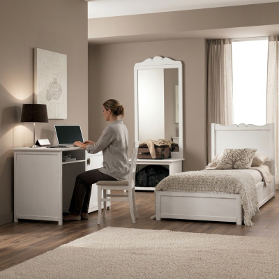 Lit Bureau Conception de chambre Mobilier d'hôtel Ensemble de 4 pièces Miroir