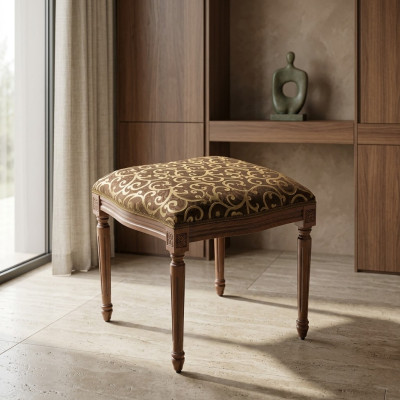 Salon Tabouret de designer en bois Tabouret en textile Repose-pieds Ottoman Pouf