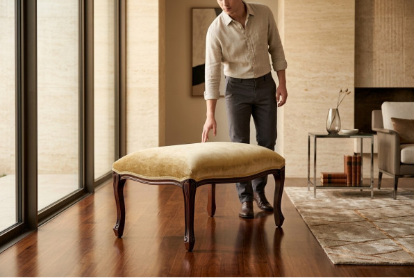 Bancs de vie en textile beige Design Tabouret Tabouret rembourré Étagère pour les pieds Meubles