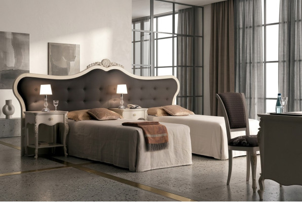 Ameublement d'hôtel 2 lits Design Chambre à coucher moderne Mobilier de luxe Ensemble de 2 pièces.