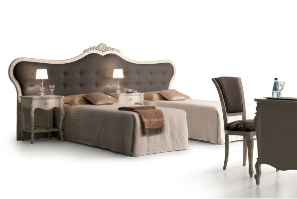 Ameublement d'hôtel 2 lits Design Chambre à coucher moderne Mobilier de luxe Ensemble de 2 pièces.