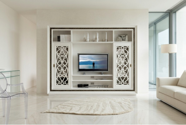 Armoire Vitrine Bois Salon Mobilier Unités Murales TV Design Moderne Unité Murale