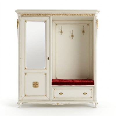 Porte-manteau en bois massif Vestiaire Manteau Miroir d'entrée Italien