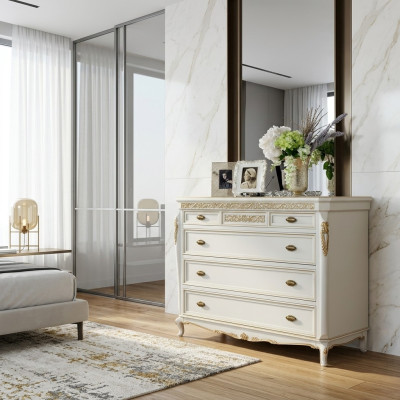 Haute commode Buffet Commodes 5 tiroirs Armoire haute Armoire Mobilier en bois neuf