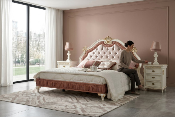 Conception Mobilier de luxe de lits modernes Nouveau lit 2x Table de chevet ensemble de chambre à coucher 3 pièces