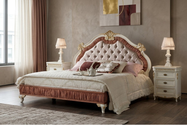 Conception Mobilier de luxe de lits modernes Nouveau lit 2x Table de chevet ensemble de chambre à coucher 3 pièces