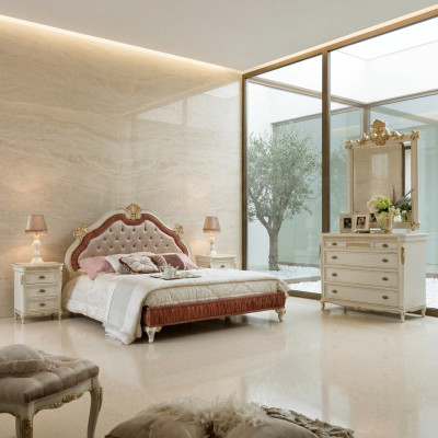 Rembourrage de lit Chesterfield lit double 180x200 cm en bois Lits d'hôtel Chambre