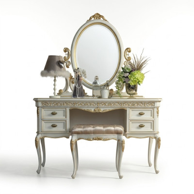 Coiffeuse Chambre Tabouret Ensemble de Commode Table Classique Console Miroir