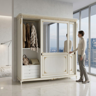 Armoires Buffet Nouveau Design Polyvalent Bois Nouveau Étagère Classique Garde-Robe vêtements.