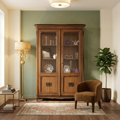 Meubles Buffet en bois massif, Vitrine en bois de luxe, Buffet Designer en bois réel, Buffet italien