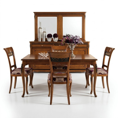 Chaise de salle à manger Ensemble de chaises Siège Suite 4x Chaises Design classique Rembourrage neuf en bois
