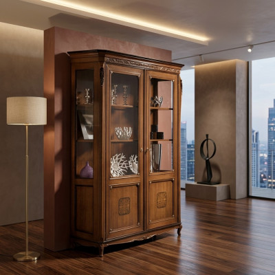 Vitrines Armoire en verre Armoire en vrai bois Vitrine Salon Meubles Buffet en bois massif