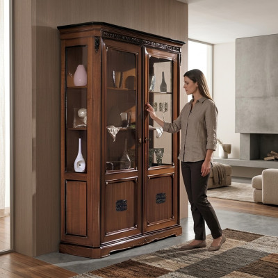 Vitrine en verre Armoire de design en bois Meuble neuf Vitrine Commodes Coffre de tiroirs