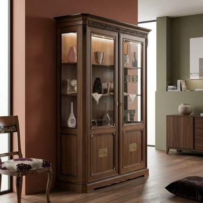 Vitrine en verre Armoire de design en bois Meuble neuf Vitrine Commodes Coffre de tiroirs