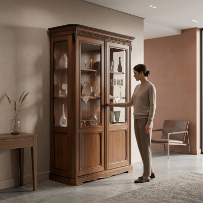 Vitrine en bois Armoire de luxe Buffet classique Mobilier Design Italien Brun