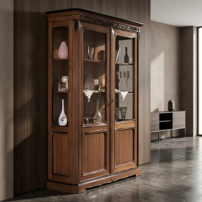 Vitrine en bois Armoire de luxe Buffet classique Mobilier Design Italien Brun