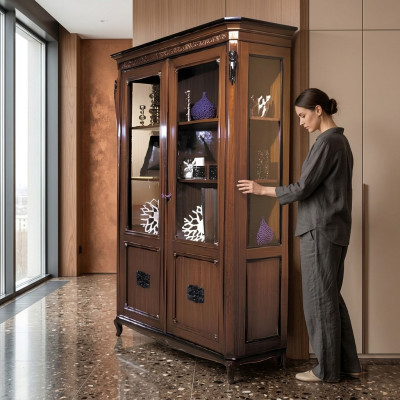 Meubles classiques Meubles italiens Bois Marron Vitrine Chic Vitrine