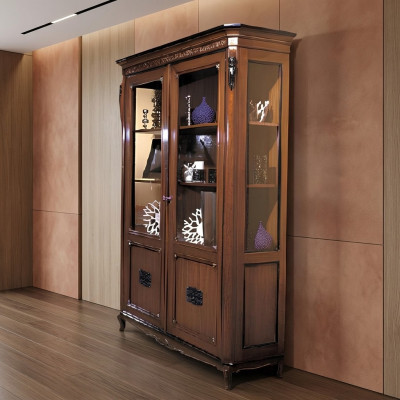 Meubles classiques Meubles italiens Bois Marron Vitrine Chic Vitrine