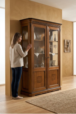 Meuble Grande Bois Brun Vitrine Luxueuse Cabinet de Présentation Design Meubles Italien