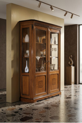 Meuble Grande Bois Brun Vitrine Luxueuse Cabinet de Présentation Design Meubles Italien