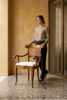 Chaise de designer Accoudoirs Salle à manger de maison de campagne Chaises de cuisine Tissu nouveau Fauteuil