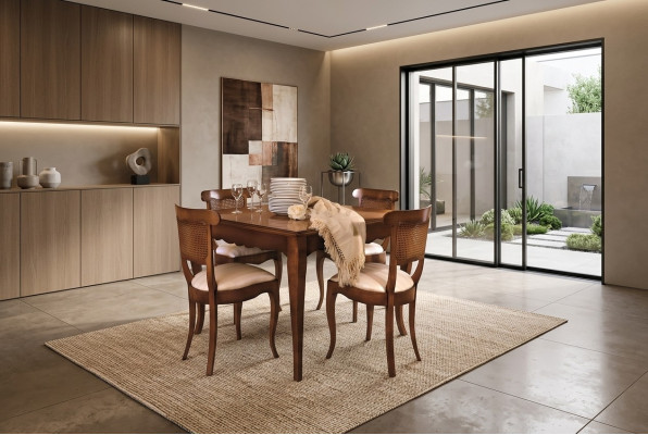 Chaises design Lehn 4x Ensemble de chaises baroques en bois Siège classique Rembourrage Suite
