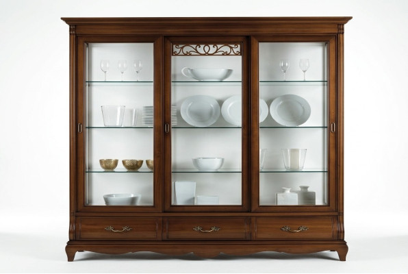 Vitrine armoire en verre Vitrine Armoires étagère en bois Système de garde-robe Étagères Salon