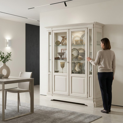 Mobilier de salon Buffet en bois massif Vitrines Armoire en verre Vitrine en bois massif