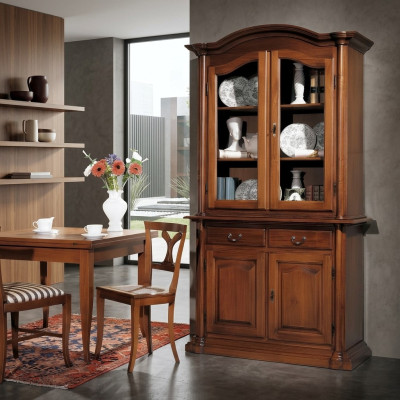 Vitrines en bois Armoire en verre Buffet en bois massif Meuble de salon Bibliothèque en bois massif