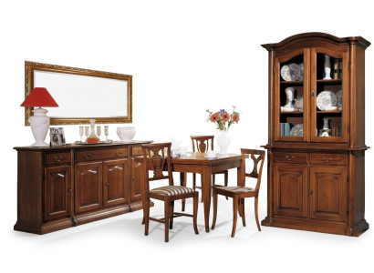 Ensemble de salle à manger Design Suite 6 pièces Meubles en bois 4 chaises Table Vitrine Groupe neuf