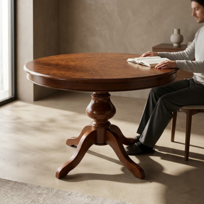 Salle à manger Tables Meubles ronds Table à manger de luxe Table ronde en bois massif Italie nouvelle
