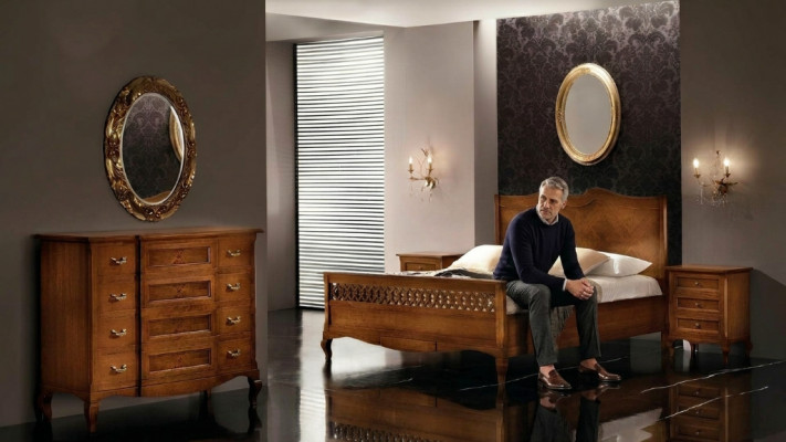 Lit Table de chevet Commode 4 pcs. Ensemble de chambre à coucher Design Classique Lits de luxe neufs