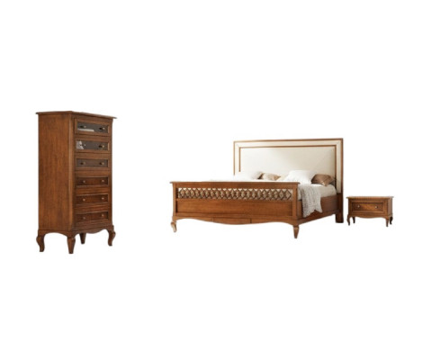 Meubles de luxe classiques en design Moderne Lit 2x Table de chevet Ensemble de chambre à coucher 4 pièces