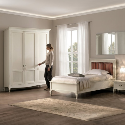 Meubles lit nouveau Table de chevet 3 pièces Ensemble de chambre Design Art Déco Lits de luxe