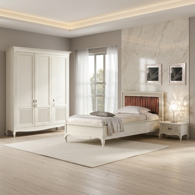 Meubles lit nouveau Table de chevet 3 pièces Ensemble de chambre Design Art Déco Lits de luxe
