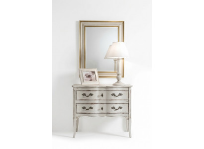 Kisten Möbel Schrank Wohnzimmer Weißes Sideboard Kommode mit Spiegel Holz