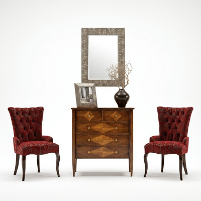 Ensemble Commode Miroir Commodes Bois Art déco Luxe Design Salon Suite 4 pièces