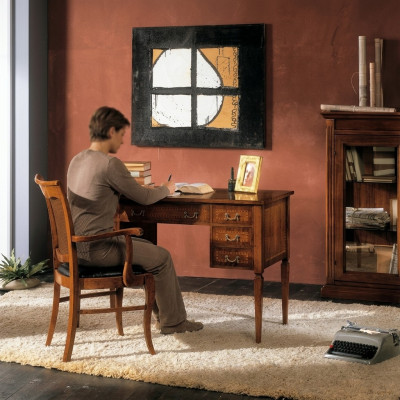 Chaise de bureau en bois avec accoudoirs Bureau Mobilier de bureau Italien 2 pcs neuf