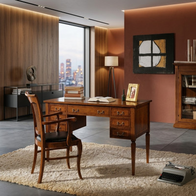 Chaise de bureau en bois avec accoudoirs Bureau Mobilier de bureau Italien 2 pcs neuf
