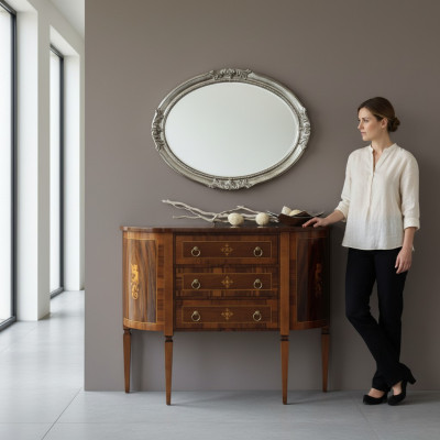 Commode Meubles italiens en bois massif Miroir commode 2 pièces Bahut Armoire Bois