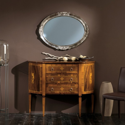 Commode Meubles italiens en bois massif Miroir commode 2 pièces Bahut Armoire Bois