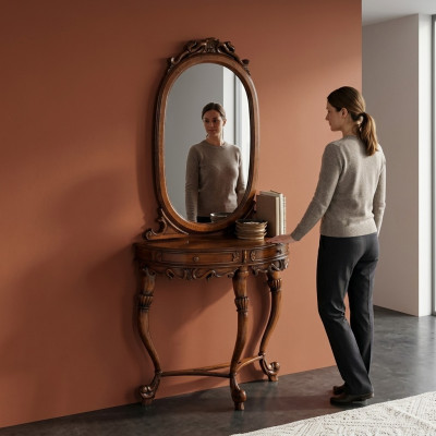 Tables consoles Table Side Chambre Bois Miroir + Commode console Commodes