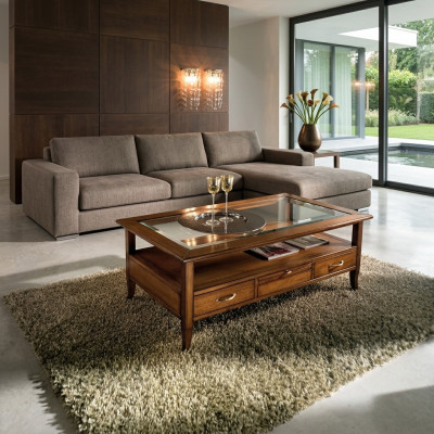 Table d'appoint Tables d'appoint Canapé Moderne 130cm Design Table basse carrée Table en bois neuve