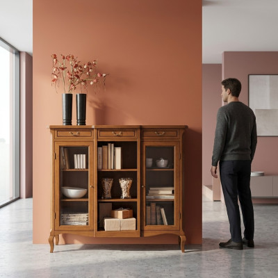Étagère à livres Buffet Classique Meubles Étagères Bois Salon Vitrine Armoire
