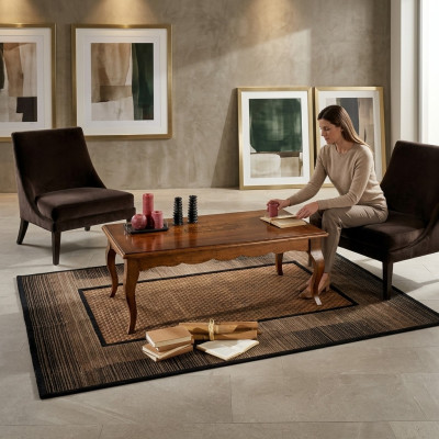 Salon Tables Baroque Bois Tables Basses Solides Classique Table Basse en Bois