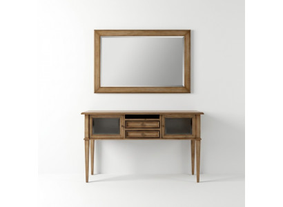 Style campagnard Console Coiffeuse avec Miroir Table console Marron