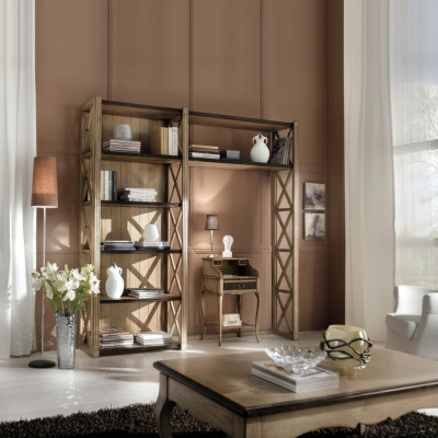 Étagère à livres Tablette Étagère Armoire 2 pièces Mobilier de bureau Bureau en bois massif