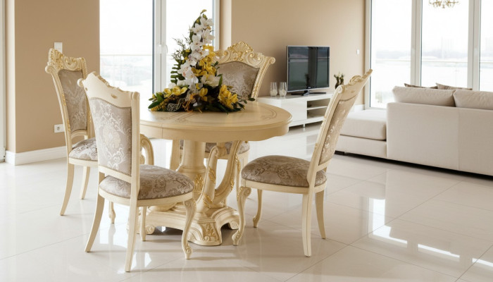 Ensemble de meubles Ensemble Table à manger 4 chaises Mobilier de salle à manger de luxe Groupe de mobilier italien 5 pièces