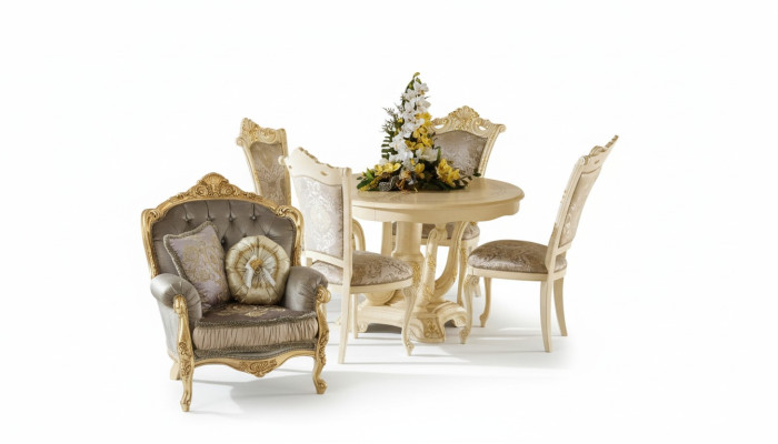 Ensemble de meubles Ensemble Table à manger 4 chaises Mobilier de salle à manger de luxe Groupe de mobilier italien 5 pièces